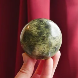 2.25" Green Leopard Stone Crystal Sphere from Zimbabwe 10.8 oz