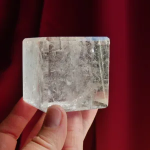 2″ Clear Quartz Hexahedron or Cube with Gold Rutile 11.6 Oz | Earth Element of the Platonic Solids | Sacred Geometry