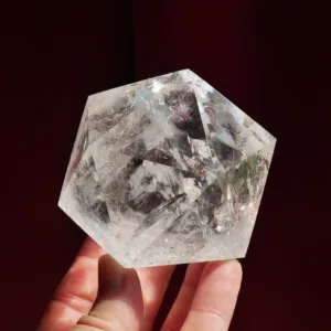 2.5" Clear Quartz Icosahedron Crystal 15.6 Oz | Water Element of the Platonic Solids | Sacred Geometry