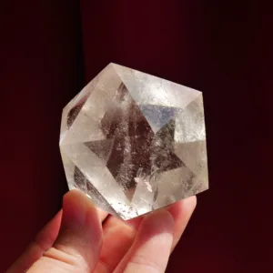 2" Clear Quartz Icosahedron Crystal 9 Oz | Water Element of the Platonic Solids | Sacred Geometry