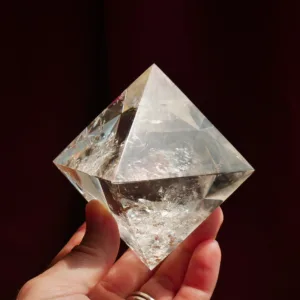 3.25″ Clear Quartz Octahedron 15.7 Oz | Air Element of the Platonic Solids | Sacred Geometry