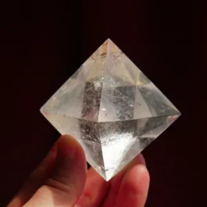 2.5″ Clear Quartz Octahedron 6.6 Oz | Air Element of the Platonic Solids | Sacred Geometry