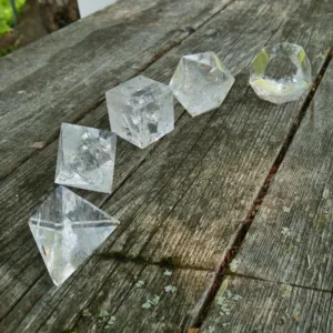 2" Clear Quartz Platonic Solids Set | Tetrahedron Octahedron Hexahedron Icosahedron Dodecahedron | Sacred Geometry
